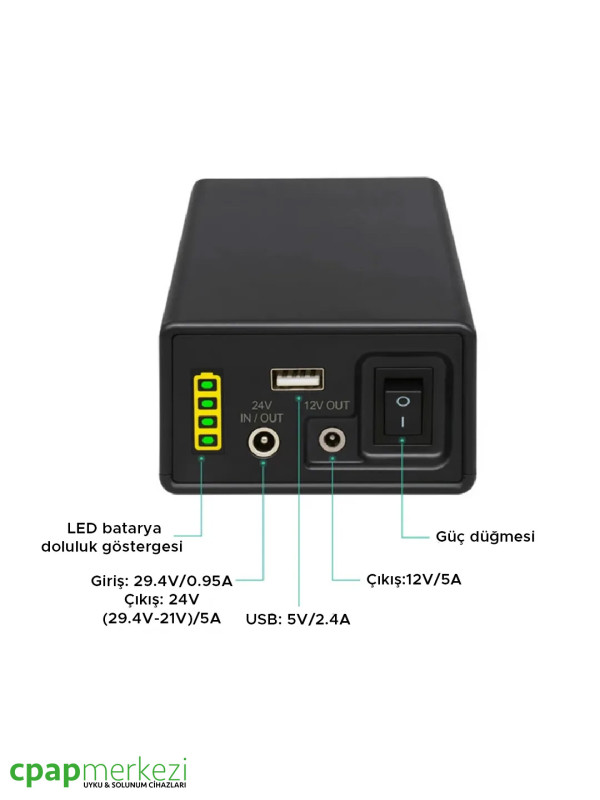 CPAP Cihazı Batarya ve Yedek Güç Kaynağı PB240B4