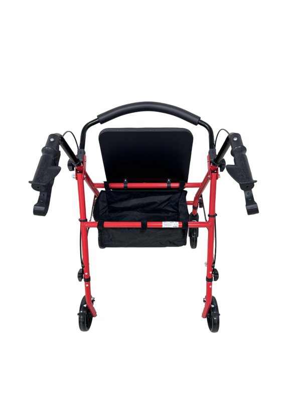 Respirox RR-01 Katlanabilir Rolatör Kırmızı - Oturaklı, Frenli ve Şık Tasarımlı Dört Tekerlekli Yürüteç