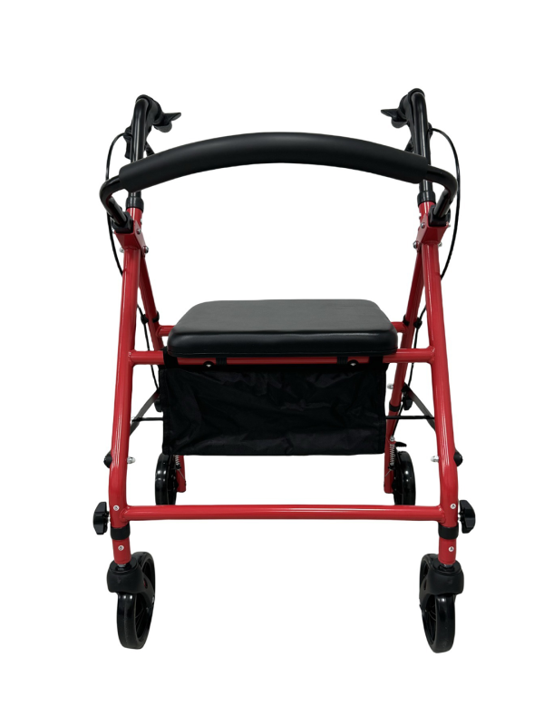Respirox RR-01 Katlanabilir Rolatör Kırmızı - Oturaklı, Frenli ve Şık Tasarımlı Dört Tekerlekli Yürüteç