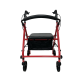 Respirox RR-01 Katlanabilir Rolatör Kırmızı - Oturaklı, Frenli ve Şık Tasarımlı Dört Tekerlekli Yürüteç