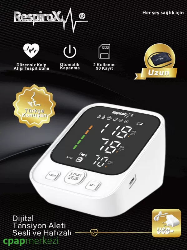 Respirox AXD-809 Türkçe Konuşan Tansiyon Aleti - Koldan/Adaptörlü Respirox AXD-809 Türkçe Konuşan Tansiyon Aleti - Koldan/Adaptörlü